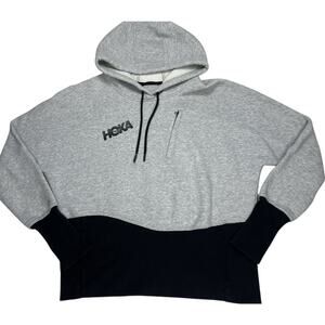 HOKA ONE ONE Hoodie Men’s Medium Gray Black Pullover Sweatshirt Logo M